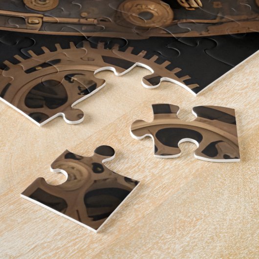 bleu steampunk chat AI art puzzle (Côté)