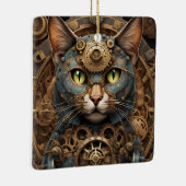 bleu steampunk chat AI ornement d'art (Droite)