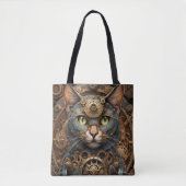bleu steampunk chat AI sac fourre-tout d'art (Devant)