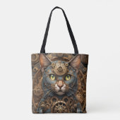 bleu steampunk chat AI sac fourre-tout d'art (Dos)