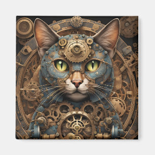 bleu steampunk chat IA art aimant