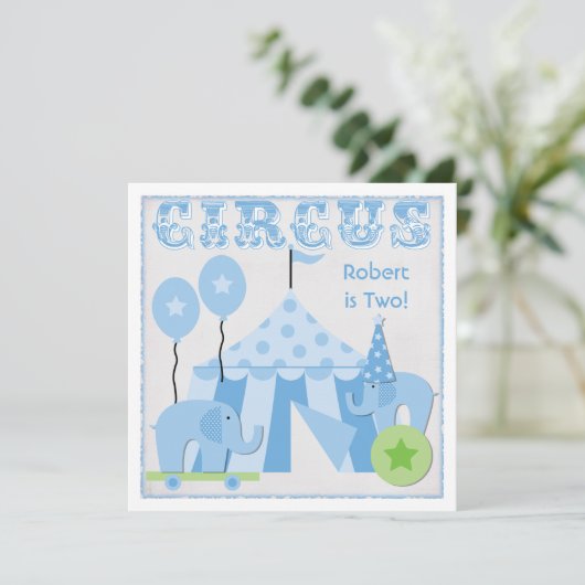 Bleu Step Up Circus Anniversaire Invitations (Debout devant)