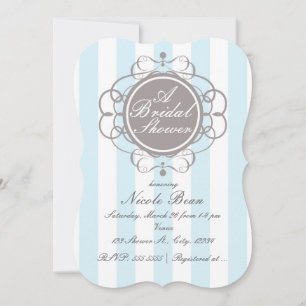 Bleu Stripes Élégante Douche nuptiale Invitations