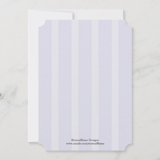 Bleu Stripes Flourissant Script Faire-part de mari (Dos)