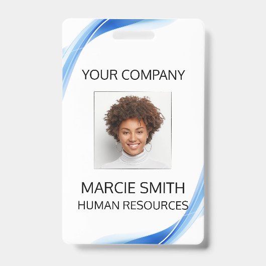 Bleu style vague - ID photo Badge (Avant)