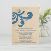 Bleu Stylish Éclats de mariage Invitation (Debout devant)