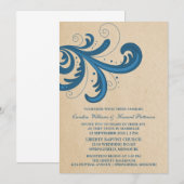 Bleu Stylish Éclats de mariage Invitation (Devant / Derrière)