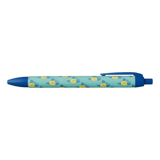Bleu Stylo à écriture rose jaune (Haut)