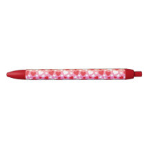 Stylo à motif de cœurs rouges et blancs