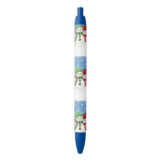 Bleu Stylo motif Snowmen (devant Vertical)