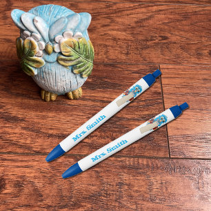 Bleu Stylo personnalisé enseignant de chouette bleue