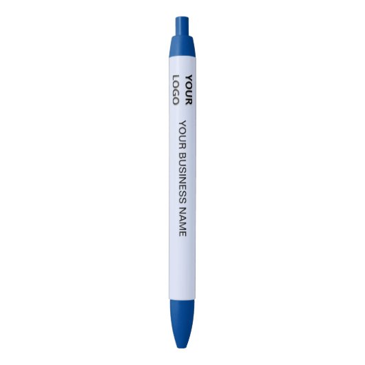 Bleu Stylo professionnel promotionnel avec nom et logo (devant Vertical)