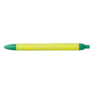 Bleu Stylo ronds et boucles jaunes