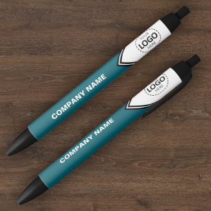 Bleu Stylo Turquoise Logo & Texte de l'entreprise