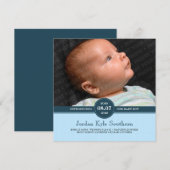 Bleu subtile bande bébé Faire-part de naissance ga (Devant / Derrière)