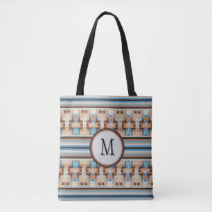 Bleu Sud-Ouest Abstrait et Sac fourre-tout Brown