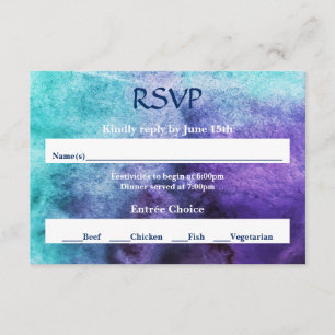 Bleu sur aquarelle violette - RSVP