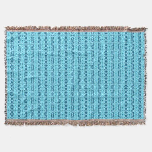Bleu sur Motif Boho bleu Jetez la couverture (Devant)