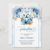 Bleu Sweet Petit Baby shower Citrouille Invitation (Devant)