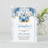 Bleu Sweet Petit Baby shower Citrouille Invitation (Debout devant)