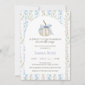 Bleu Sweet Petit Baby shower Citrouille Invitation (Devant)