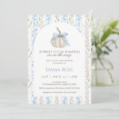 Bleu Sweet Petit Baby shower Citrouille Invitation (Debout devant)