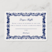 Bleu Talavera Tile Diaper Raffle Invitation Insert (Devant)