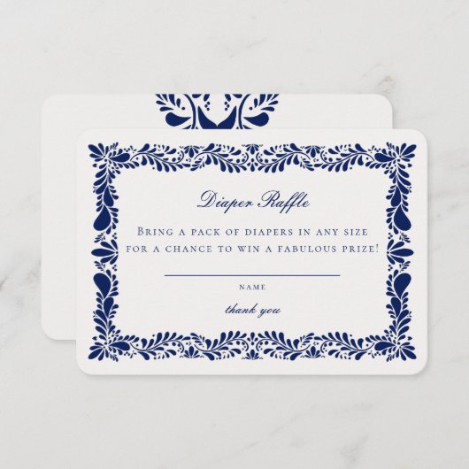 Bleu Talavera Tile Diaper Raffle Invitation Insert (Devant / Derrière)