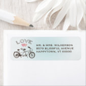 Bleu Tandem Bicycle Love Étiquette (En situation)