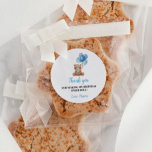 Bleu Teddy Bear Balloon 1er Anniversaire Sticker