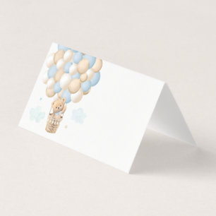 Bleu Teddy Bear Balloon Baby shower Place Cartes