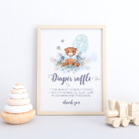 Bleu Teddy Bear Balloon Déchets Poster Raffin