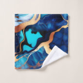Bleu tendance en or faux marbre (Gant de toilette)
