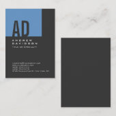 Bleu tendance Monogramme gris Carte de visite (Devant / Derrière)