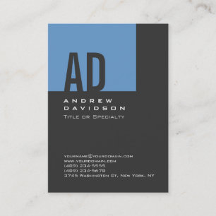 Bleu tendance Monogramme gris Carte de visite