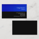 Bleu tendance Noir Chic Carte de visite moderne (Devant / Derrière)