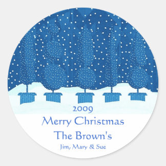 Bleu thème Joyeux Noël Étiquette de vin personnali