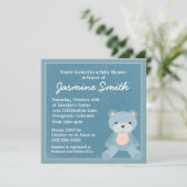 Bleu thème teddy ours bébé invitation douche (Debout devant)