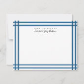 Bleu Ticking Carte de remerciements (Devant)