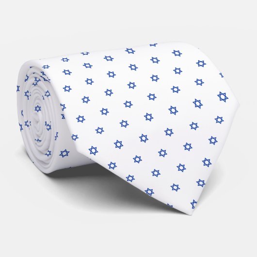 Bleu Tiny Star De David Cravate Blanc (Roulé)