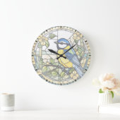 Bleu Tit Faux Vitrail Bluetit Horloge des oiseaux (Maison)