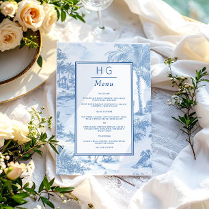 Bleu Toile Mariage Dîner Accueil Menu