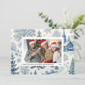 bleu tolie qr code fête de noël carte photo (Debout devant)