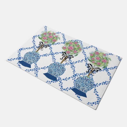 Bleu Topio Rose Ginger Jars Jar Mat Doormat Tapis (Incliné)