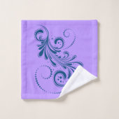 Bleu tourbillon blanc et rayures lavande (Gant de toilette)