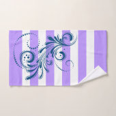 Bleu tourbillon blanc et rayures lavande (Serviette à main)