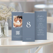 Bleu tout en 1 Photo Mariage Menu Table No Trifold