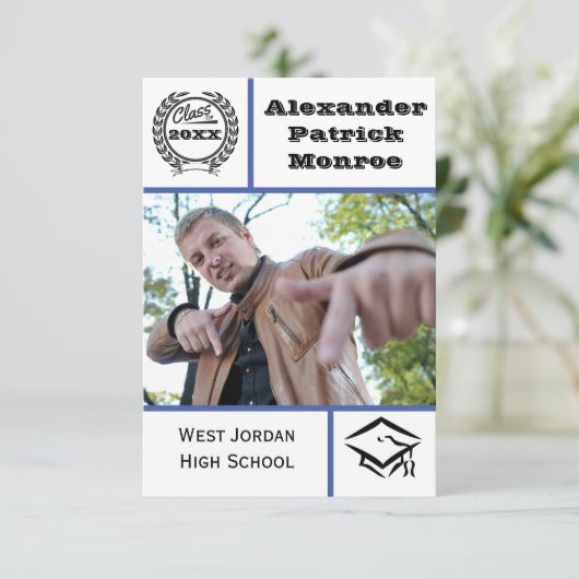 Bleu traditionnel - Invitation de 3x5 (Debout devant)