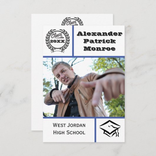 Bleu traditionnel - Invitation de 3x5 (Devant / Derrière)