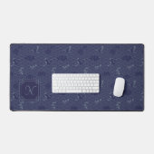 Bleu traditionnel japonais Vague Seigaiha Monogram (Clavier et souris)